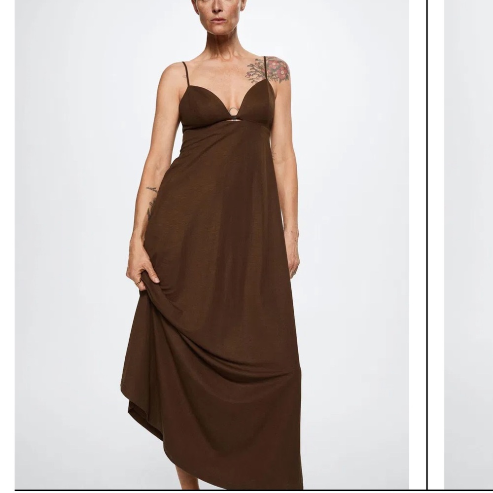 NWT Mango Brown Maxi Dress